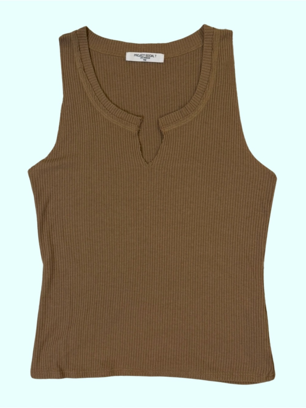 Project Social T Ribbed Knit Top in Taupe Brown